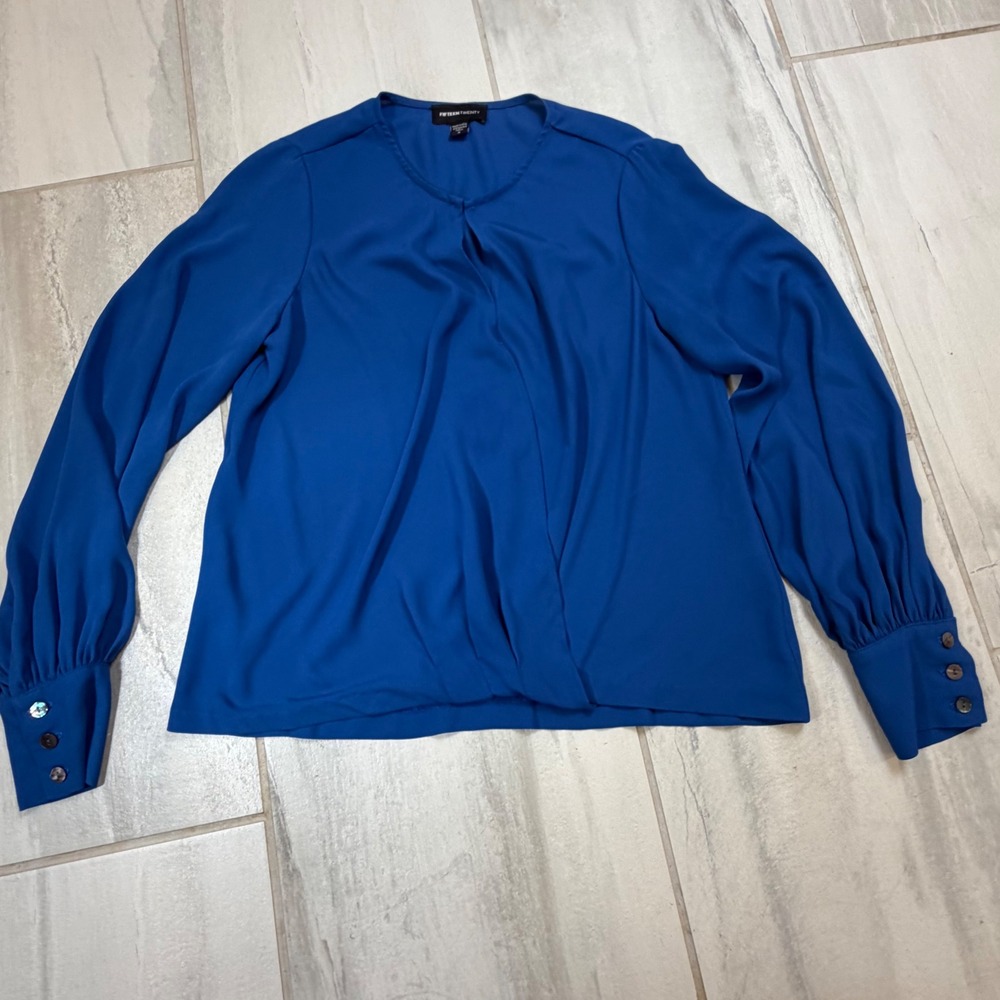 Fifteen Twenty Royal‎ Blue Crossover Keyhole Blouse Long Sleeve 3F25043 Mens S